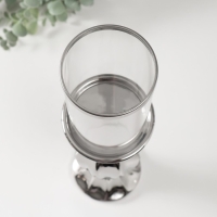 Подсвечник керамика, стекло на 1 свечу "Версаль" d=7,5 см серебро 9,5х9,5х38,5 см