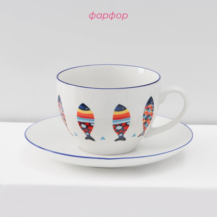 Сервиз фарфоровый чайный Доляна «Емеля», 12 предметов: 6 чашек 280 мл, 6 блюдец d=15 см, цвет белый Сервиз фарфоровый чайный Доляна «Емеля», 12 предметов: 6 чашек 280 мл, 6 блюдец d=15 см, цвет белый