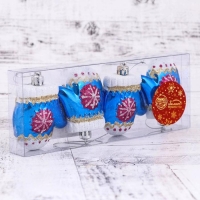 Украшение ёлочное "Варежка со снежинкой" (набор 4 шт) 6х5 см, синий