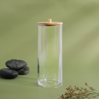 Органайзер для ватных дисков, с крышкой, d = 6,5 &times; 18 см, в картонной коробке, цвет прозрачный/коричневый