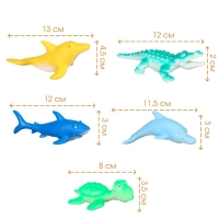 Набор резиновых игрушек для ванны &laquo;Морской мир&raquo;, 12 см, с пищалкой, 5 шт, Крошка Я