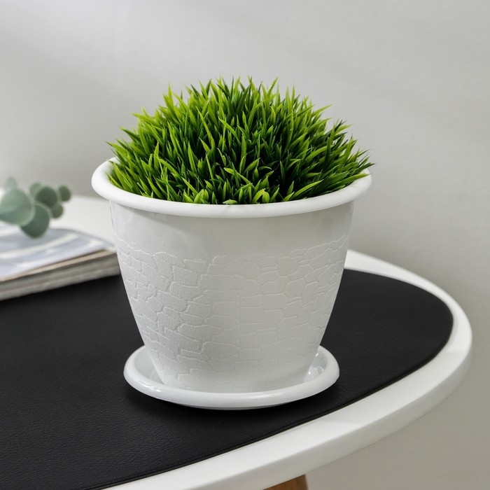 Горшок с поддоном &laquo;Розалия&raquo;, 800 мл, цвет белый