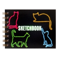 Скетчбук А6, 80 листов на гребне по короткой стороне "Котэ", твёрдая обложка, блок 100 г/м&sup2;