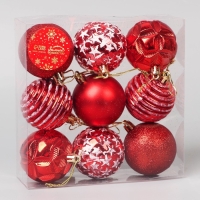 Набор шаров пластик d-5,5 см, 9 шт "Гармония" звёзды полоски, красно-белый Набор шаров пластик d-5,5 см, 9 шт "Гармония" звёзды полоски, красно-белый