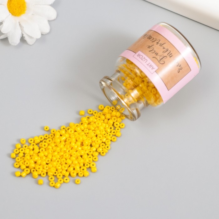 Бисер круглый 12/0 в бутылочке "Яркий лимон" 2х20 гр набор 2 шт