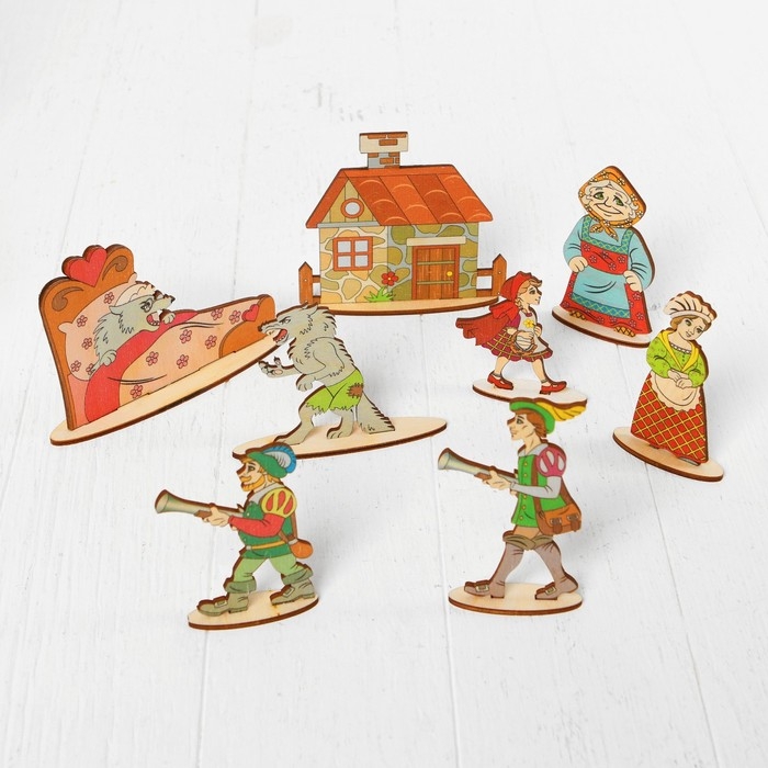 Кукольный театр сказки на столе «Красная шапочка» высота фигурок: 4-12 см Кукольный театр сказки на столе «Красная шапочка» высота фигурок: 4-12 см