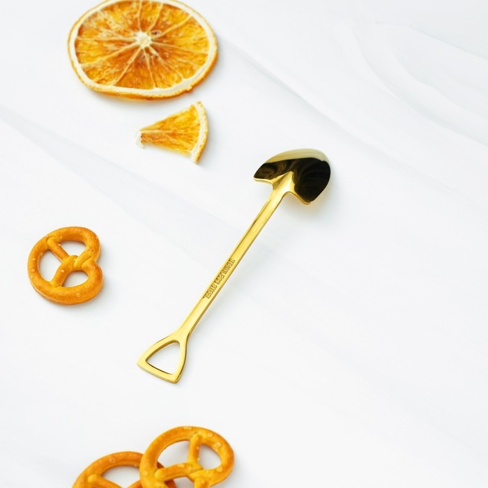 Ложка десертная из нержавеющей стали Magistro &laquo;Лопата&raquo;, длина 12 см, цвет золотой