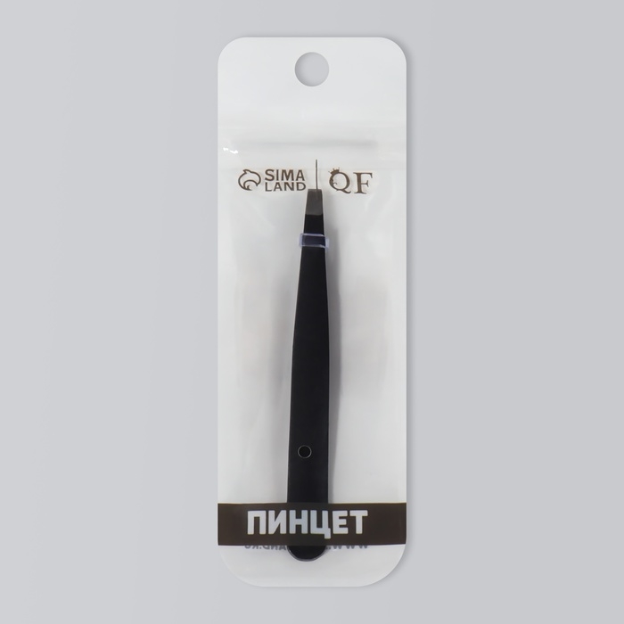 Пинцет прямой, широкий, 9,5 см, цвет чёрный