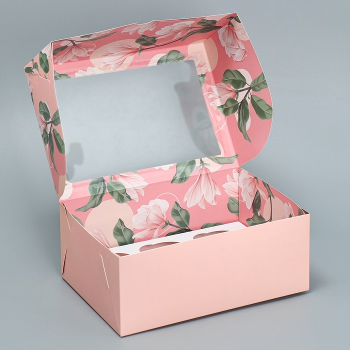 Коробка для капкейков, кондитерская упаковка двухсторонняя, 6 ячеек &laquo;Вдохновляй красотой&raquo;, 25 х 17 х 10 см