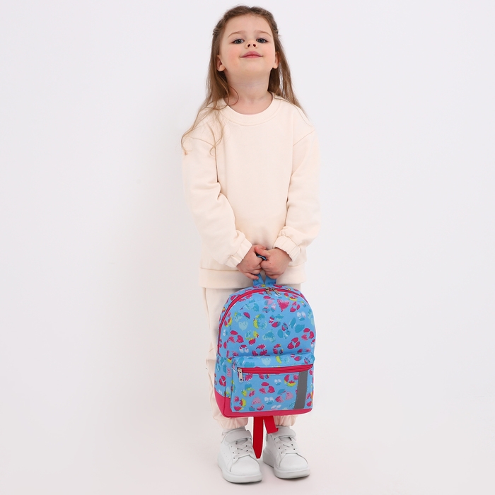 Рюкзак детский на молнии, наружный карман, светоотражающая полоса, цвет голубой Рюкзак детский на молнии, наружный карман, светоотражающая полоса, цвет голубой