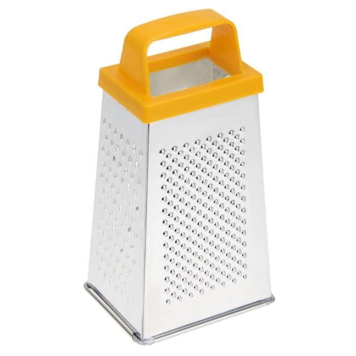 Тёрка Доляна, 4 грани, 11&times;8,5&times;22 см, ручка пластик, цвет МИКС