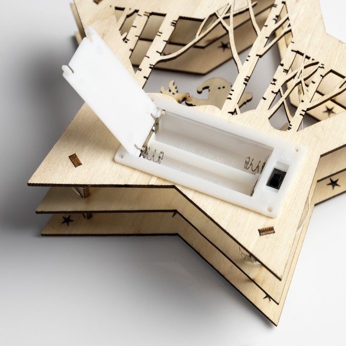 Светодиодная фигура &laquo;Звезда с Дедом Морозом&raquo; 17 &times; 17 &times; 4 см, дерево, батарейки АААх2 (не в комплекте), свечение тёплое белое