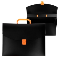 Папка портфель А4, 700 мкм, 1 отделение, Calligrata, чёрный с оранжевыми элементами отделки Папка портфель А4, 700 мкм, 1 отделение, Calligrata, чёрный с оранжевыми элементами отделки