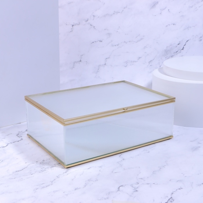 Органайзер для хранения «RIPPLES», с крышкой, стеклянный, с зеркальным дном, 1 секция, 25 × 17,5 × 8,5 см, цвет прозрачный/медный Органайзер для хранения «RIPPLES», с крышкой, стеклянный, с зеркальным дном, 1 секция, 25 × 17,5 × 8,5 см, цвет прозрачный/медный