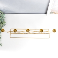 Подсвечник металл на 5 свечей "Окружности" золото 23х43 см Подсвечник металл на 5 свечей "Окружности" золото 23х43 см