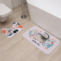 Набор ковриков для ванной Этель "Котики" 2 шт, 80х50 см, 50х40 см, велюр Набор ковриков для ванной Этель "Котики" 2 шт, 80х50 см, 50х40 см, велюр