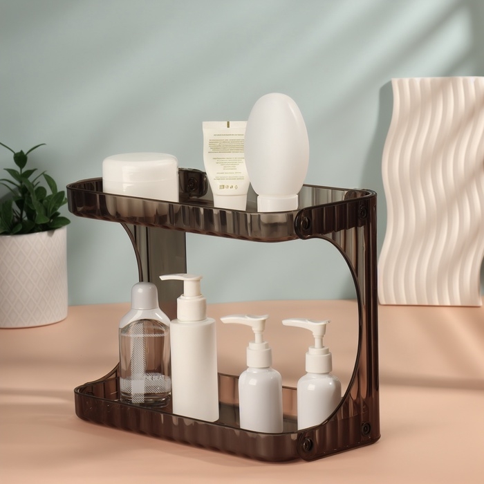 Органайзер для хранения, 2 секции, 28&times;14.5&times;21.5 см, чёрный, полупрозрачный