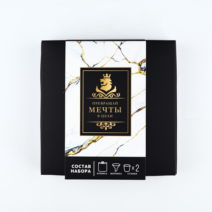 Подарочный набор MODE FORREST &laquo;Лев&raquo;: фляжка 240 мл, стопки 30 мл х 2 шт, воронка