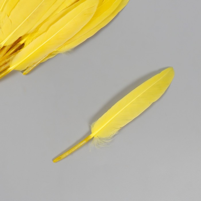 Перо декоративное гусиное "Ярко-жёлтое" набор 30 шт h=10-12 см