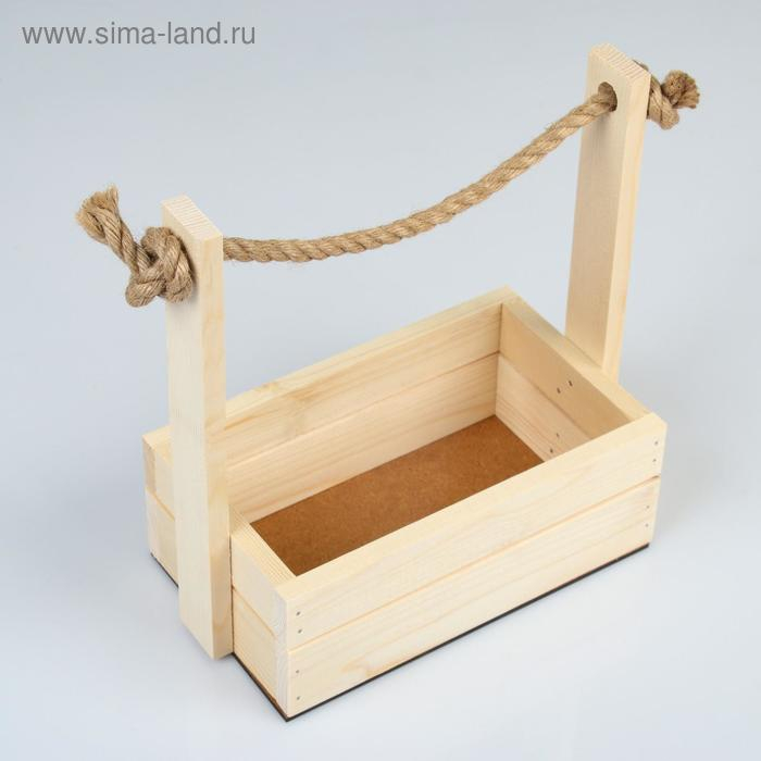 Набор кашпо деревянных 2 в 1 (25&times;15&times;30; 21&times;12&times;23 см) "Dear", ручка канат, натуральная сосна