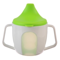 Поильник - чашечка 2 в 1 детский тренировочный, твердый носик, 150 мл., с ручками, цвет зеленый Поильник - чашечка 2 в 1 детский тренировочный, твердый носик, 150 мл., с ручками, цвет зеленый