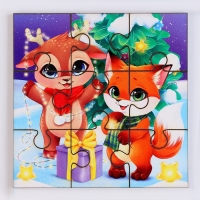 Деревянный пазл &laquo;Новый год! Оленёнок и лисёнок&raquo;