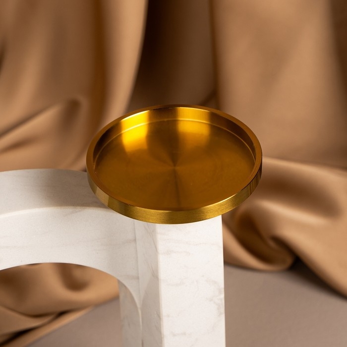 Подсвечник латунь, мрамор &laquo;Камелия&raquo; 19 х 18 х 8 см