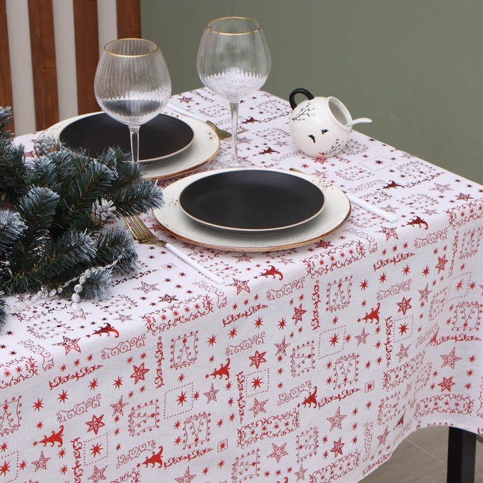 Скатерть Этель Новогодняя 100*140 &plusmn;5 см, 80% п/э 20% лен, 120гр/м2