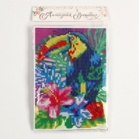 Алмазная мозаика с частичным заполнением на холсте &laquo;Тукан&raquo;, 15 х 21 см