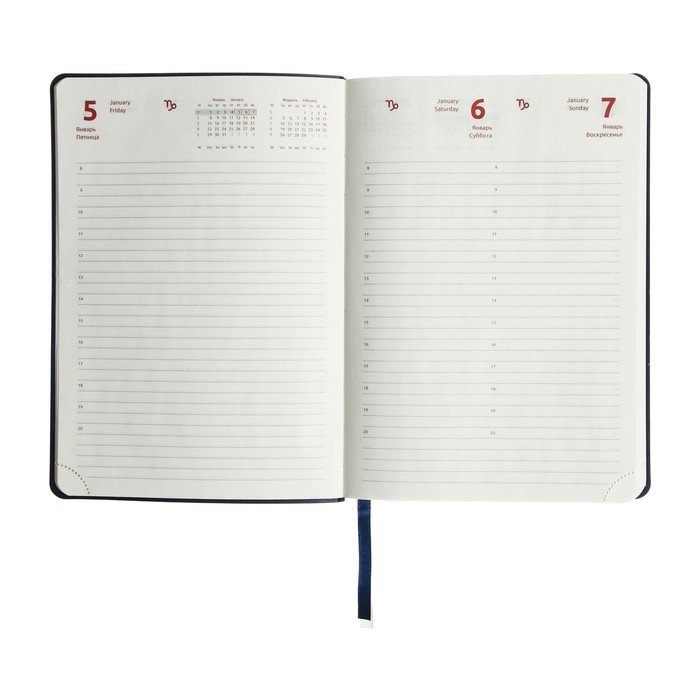 Ежедневник датированный 2024 A5 176 листов, deVENTE.Saltos, мягкая обложка из искусственной кожи, ляссе, кремовый блок 70 г/м2, синий