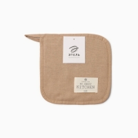 Прихватка Этель ECO, цв. бежевый, 19х19 см, 70% хл, 30% лён, ватин 250 г/м2