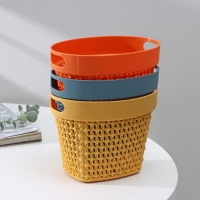 Корзина для мелочей с ручками, пластик, 16,5&times;11&times;12 см, цвет МИКС