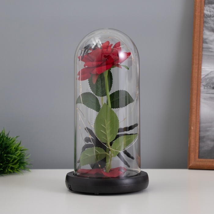 Светильник колба &laquo;Паук с розой&raquo; 1,5Вт, LED, 3xAAA, черный USB 11х11х21см