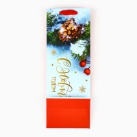 Пакет подарочный новогодний ламинированный под бутылку «Снежный лес», 13 x 36 x 10 Пакет подарочный новогодний ламинированный под бутылку «Снежный лес», 13 x 36 x 10