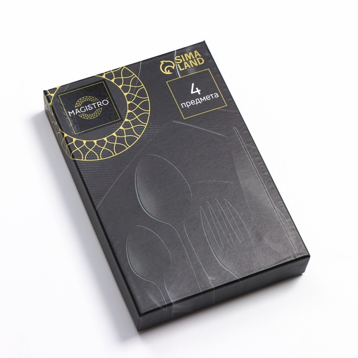 Столовые приборы из нержавеющей стали Magistro &laquo;Фолк&raquo;, 4 предмета, цвет металла золотой, серебряный ручки