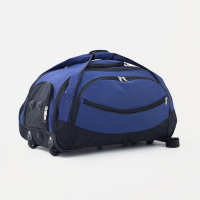 Сумка дорожная на колёсах, отдел на молнии, отдел для обуви, 3 наружных кармана, длинный ремень, цвет чёрный/синий Сумка дорожная на колёсах, отдел на молнии, отдел для обуви, 3 наружных кармана, длинный ремень, цвет чёрный/синий