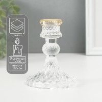 Подсвечник стекло на 1 свечу "Женева" с золотом d=2 см 10,5х7,7х7,7 см Подсвечник стекло на 1 свечу "Женева" с золотом d=2 см 10,5х7,7х7,7 см