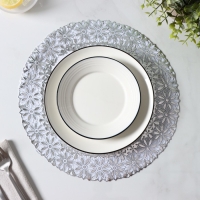 Салфетки сервировочные на стол Доляна &laquo;Цветы&raquo;, ажурные, d=30 см, 4 шт, ПВХ, цвет серебряный