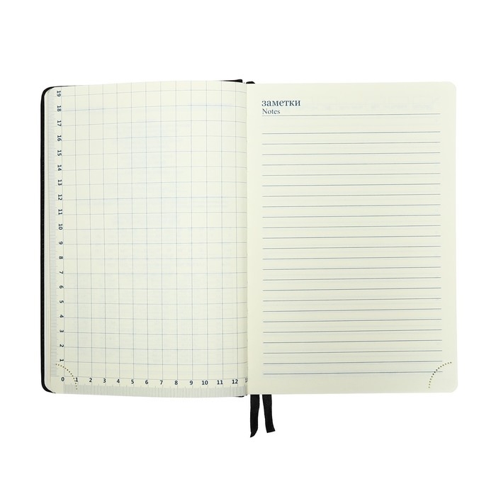 Ежедневник НЕдатированный А5, 136 листов в линейку, кожзам "Небраска", золотой срез, черный