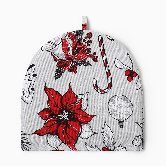 Новый год. Грелка на чайник Доляна &laquo;Новогоднее настроение&raquo; 28х28см, 100% хл., 164г/м2