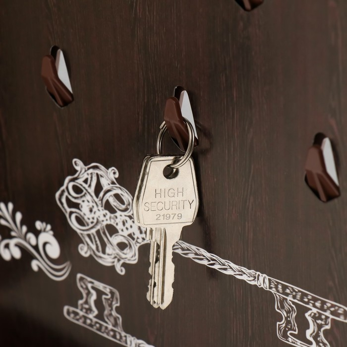 Ключница закрытая "Правила дома. Доски" 26,5х31,5 см Орех