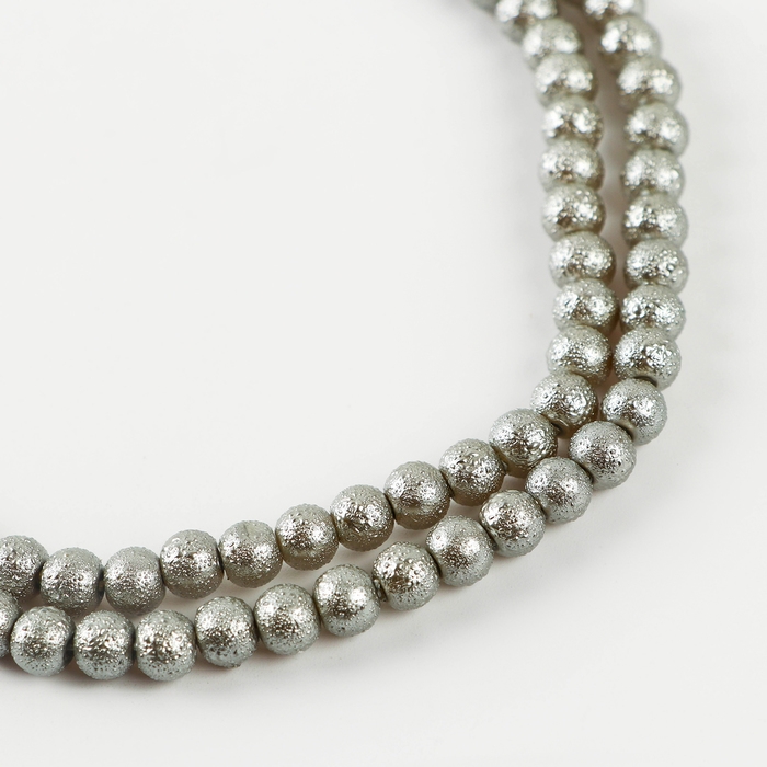 Бусины из стекла, набор 140 шт., диаметр 1 шт. &mdash; 6 мм, цвет серебряный