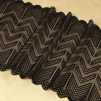 Кружевная эластичная ткань, 200 мм &times; 2,7 &plusmn; 0,5 м, цвет чёрный