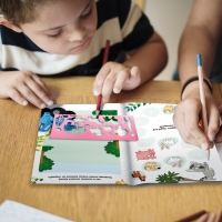 Набор &laquo;Веселые трафареты&raquo;: книга с заданиями, 32 стр., А4, + 4 трафарета, Синий трактор