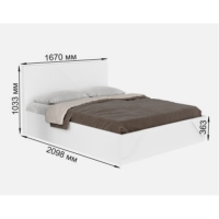 Кровать двуспальная 1600 Палермо, 2098х1670х1033, Белый/Белый матовый МДФ Кровать двуспальная 1600 Палермо, 2098х1670х1033, Белый/Белый матовый МДФ