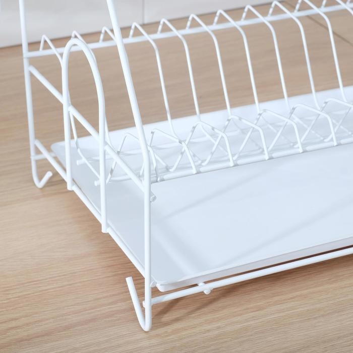 Сушилка для посуды с поддоном 2-х ярусная, 24&times;40&times;38 см, цвет белый