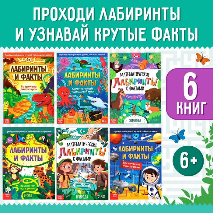 Набор обучающих книг &laquo;Лабиринты и факты&raquo;, 6 шт.