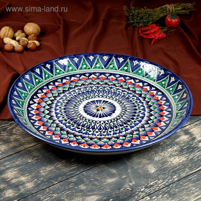 Ляган Риштанская Керамика Ляган Риштанская Керамика "Узоры", 37 см, синий микс