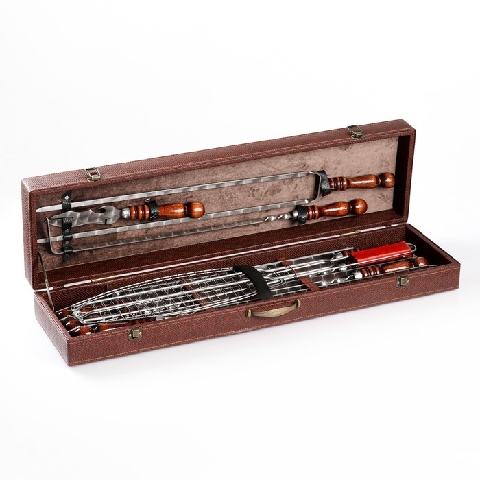 Набор с шампурами подарочный Набор с шампурами подарочный "Пикник" в коробке из эко-кожи №3