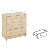 Комод RAST 3, 62х30х70, Массив сосны